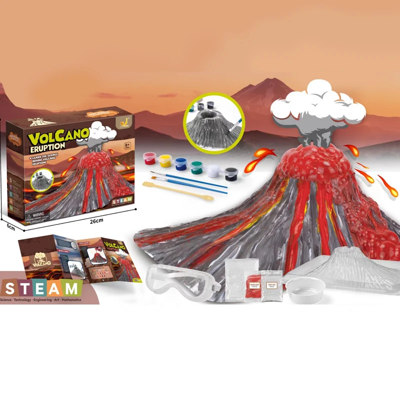 2024 best sell cpc toys volcano science set eruption experiment children lab educational toys kit for kids aged 6-8-12-14
