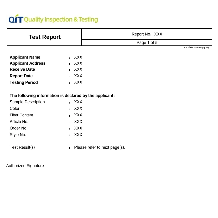 USA  CPSC Phthalates Content Testing Report for Textile and Clothing Products Testing for Exporting