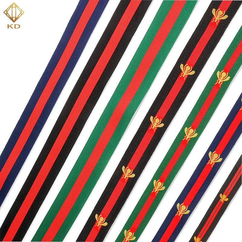 High quality knit woven jacquard ribbon white and black stripe tape webbing for sportswear decoration