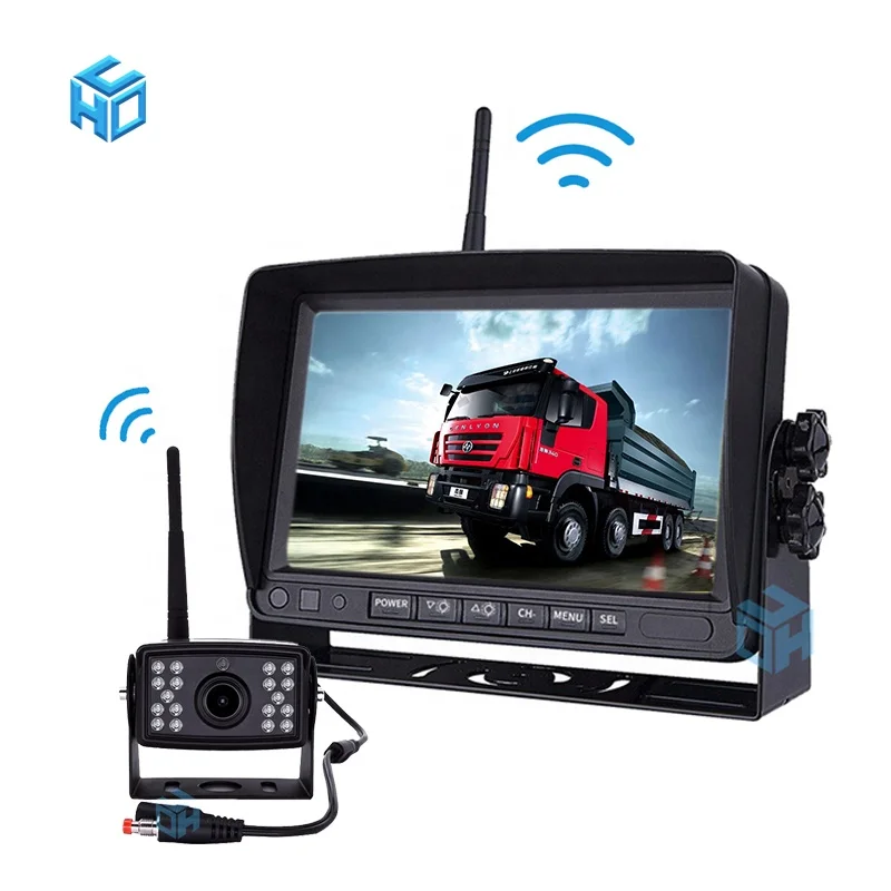 Wireless Forklift Camera System Truck Backup 720P Buit-in IR-CUT Filter 1CH Digital Signal 7 inch HD Truck Camera Monitor System