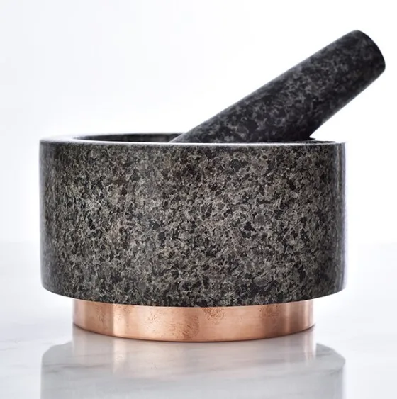 
white Marble Mortar and Pestle with copper base size 14*8 cm 