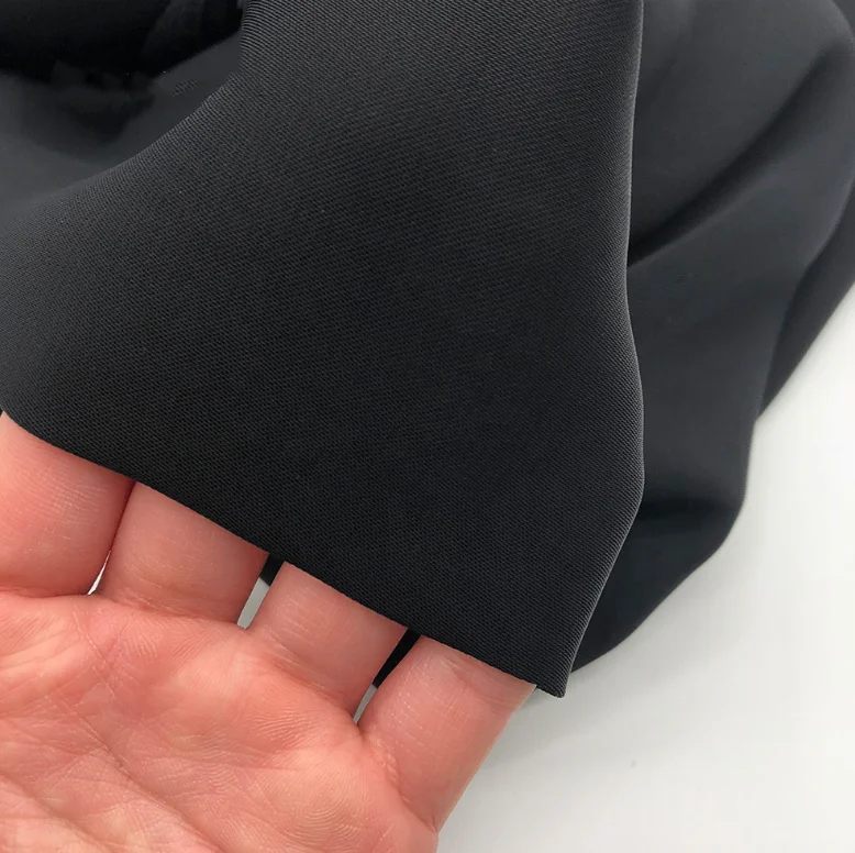 Formal Black 130--180gsm Peach Skin 100% Polyester Abaya Fabric  for Women Muslim Dress 2023 Dubai