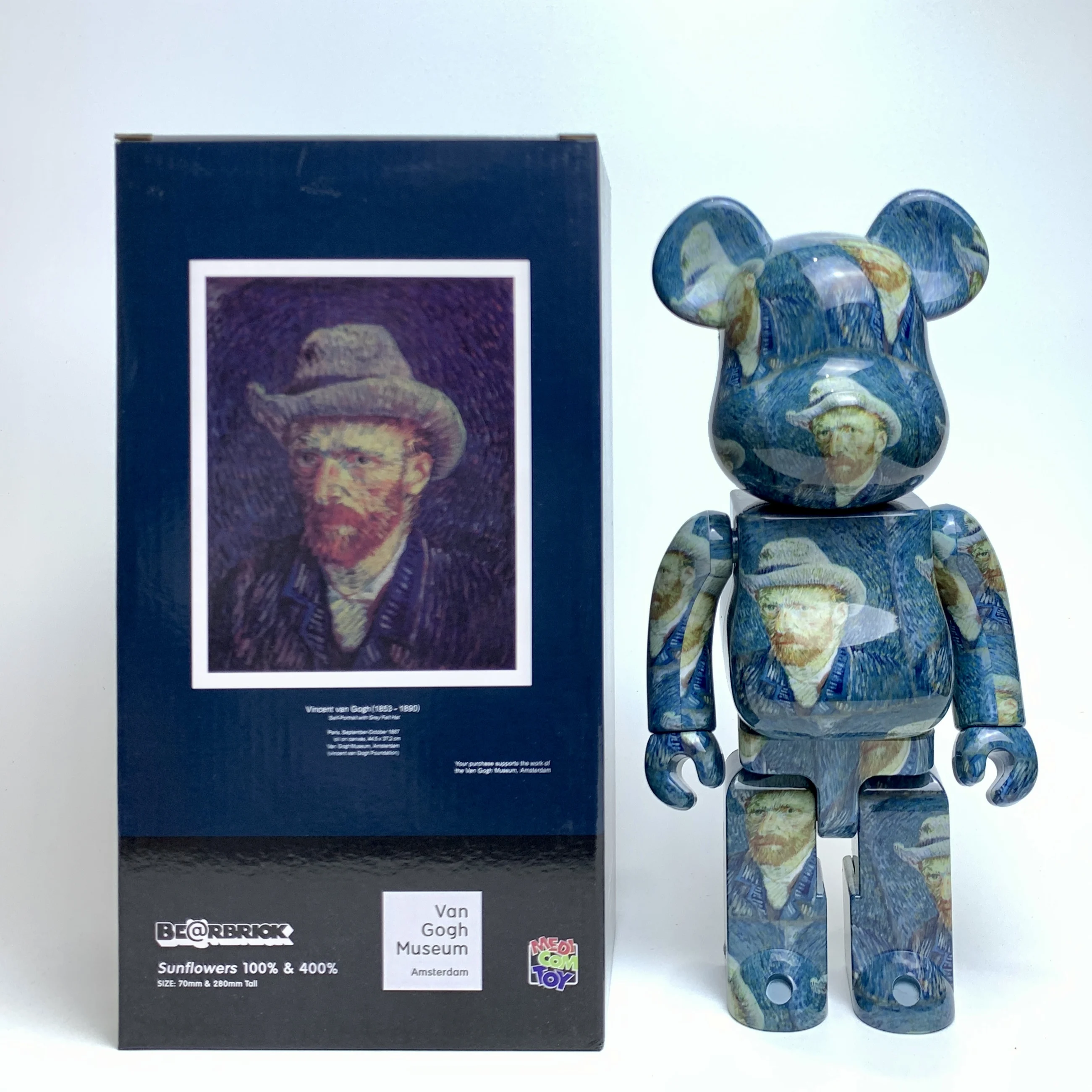 1Colour 28cm 400% Tide Brand Bearbrick Van Gogh Self Portrait ABS Action Figure With Boxed