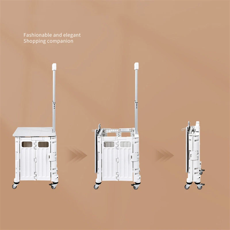 Light Weight Mini Foldable Hand Truck Shopping Cart Plastic Portable Folding trolley with 4 Wheels