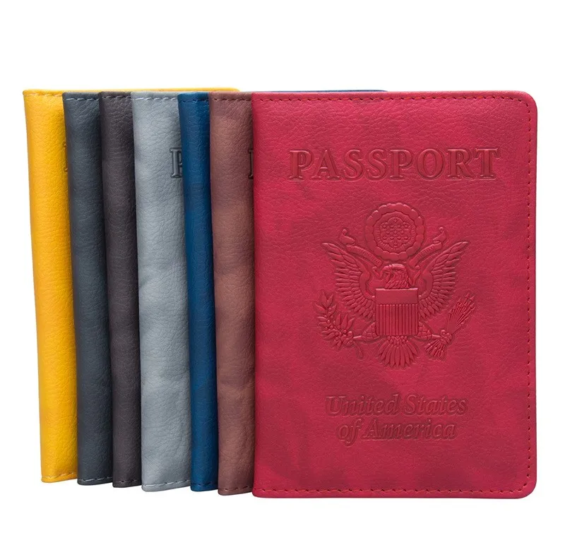 Wholesale custom logo USA embossed High-end   leather travel  passport cover