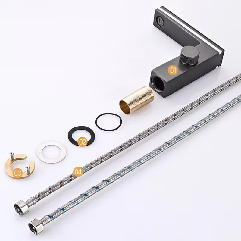 LED Intelligent Digital Temperature Display Hydroelectric Power Smart Surround Atmosphere Brass Aluminum Bathroom Basin Faucet