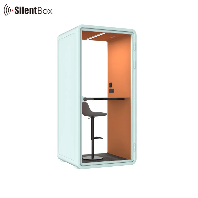Model small office pods 1 person privacy booth movable cabin with compact laminate table
