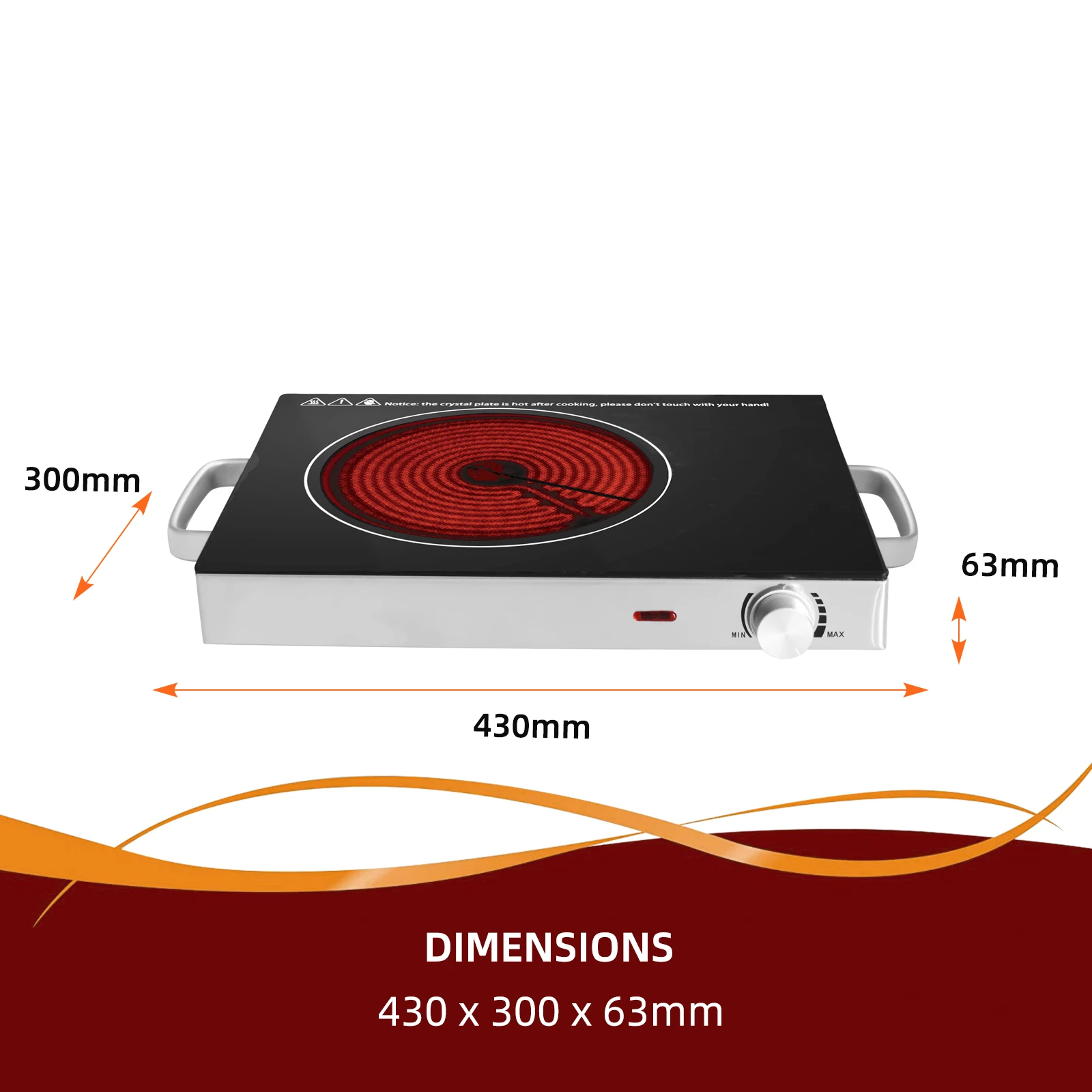 Customized portable electric glass single infrared ceramic cooker stove 2000W burner glass hob cooker cooktop for home