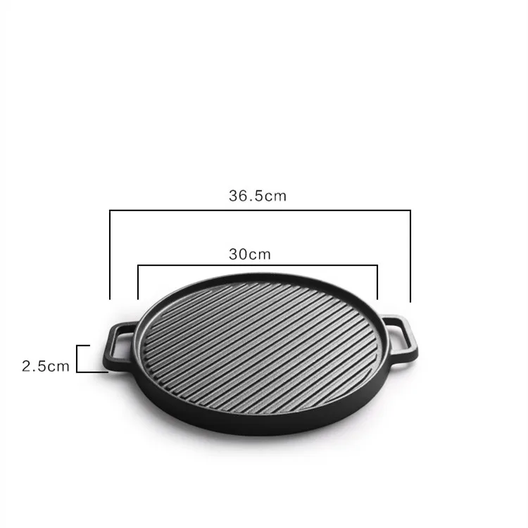 Round grill pan Korean barbecue pan Medical stone iron plate cooking induction cooker non-stick frying pan outdoor camping