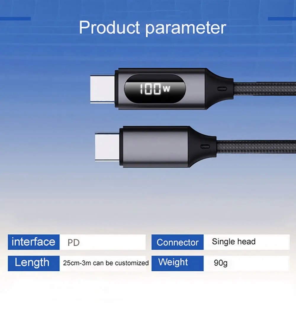 New Arrival USB C Compatible 100W Charging 40Gbps Data Transfer Thunderbolt 3 Cable