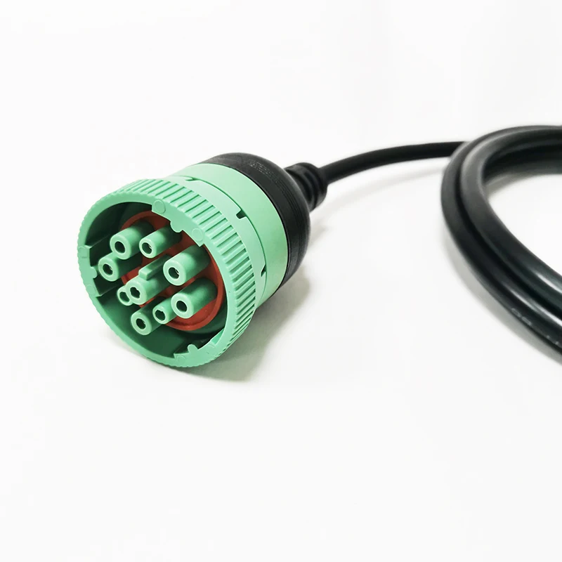 Wholesale Custom Type 2 Green J1939 9pin Male to Molex 8pin Female Adapter Cable For Heavy Duty Trucks
