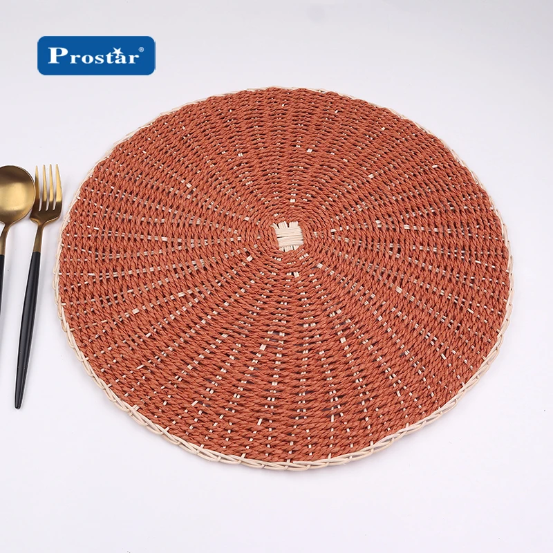China wholesales natural corn bran weave placemat round braided rattan tablemats