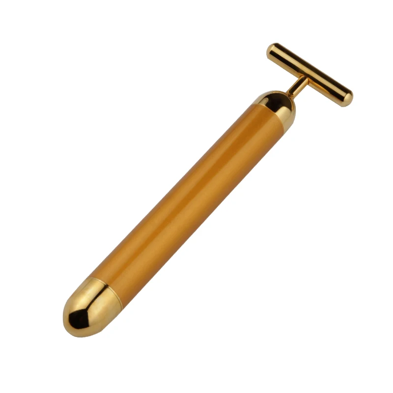 2022 Face Tightening Slimming Massager T-Shape Beauty Bar Skin 24 K Gold Bars Vibrating Face Facial Massager