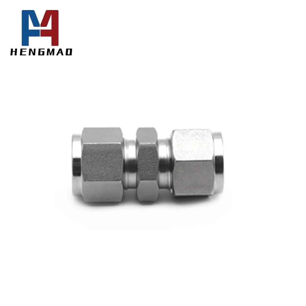 Professional Stainless Steel 304 316L Compression Straight Connector  2mm to 50mm Double Rings Tube Fittings