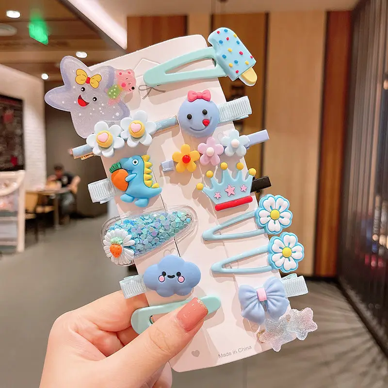 Cartoon Hair Clips Cute Girl Cloud Lollipop Rainbow Hairpins Set Kids