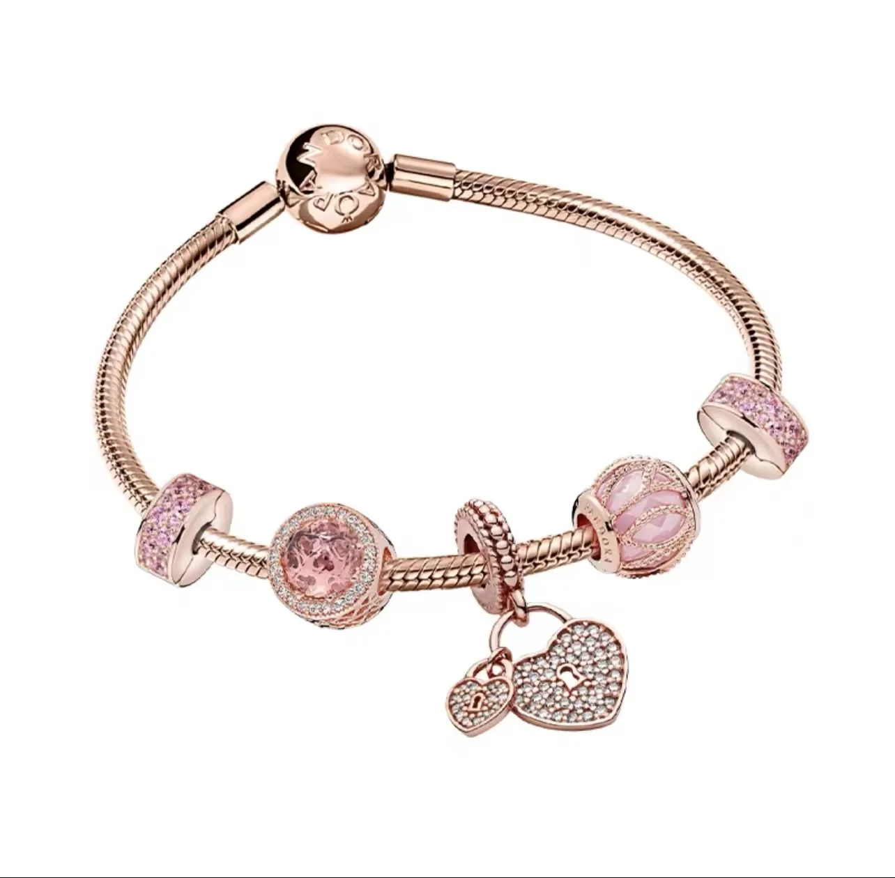 Original High Quality 925 Sterling Silver Rose Gold Charm Bracelet Set Fit for ipandoraers Bracelet With Exquisite Fashion Gift