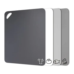 Set Of 4 Pcs Kitchen Plastic Cutting Boards With Food Icons For Meat Vegetable Fish Chicken