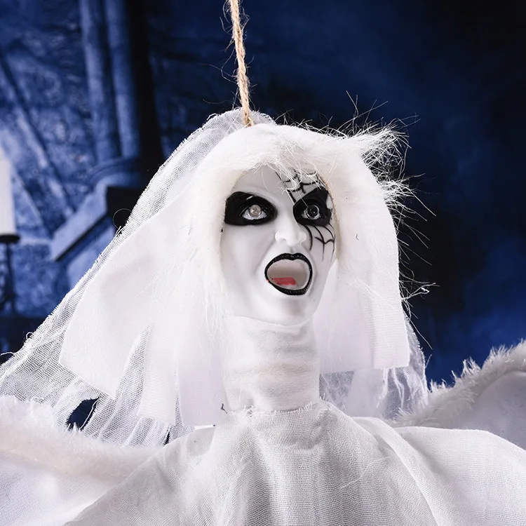 Halloween Hanging Flying Layout Props Eyes Light Voice Control Ghost Electric Decorative Pendant New Wholesale