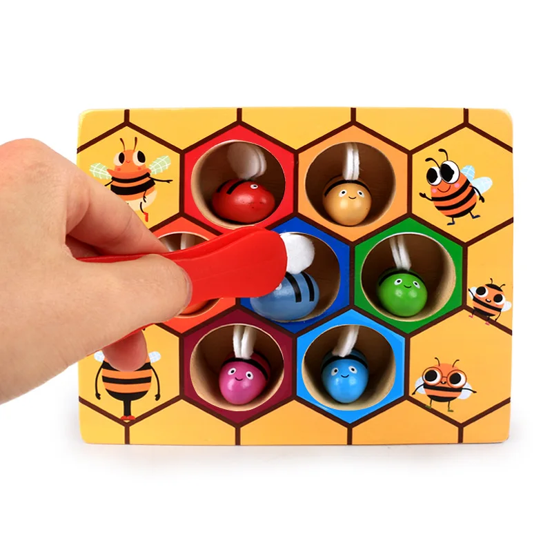Factory New Design Non-toxic Wood Grip Clamp Bee Toy