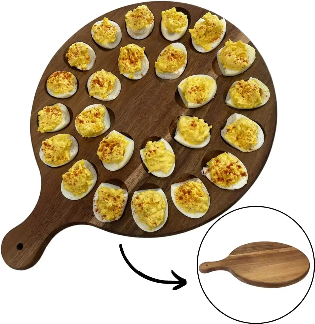 Household storage wooden egg tray pastry shop egg storage box wooden egg Acacia wooden dinner plate