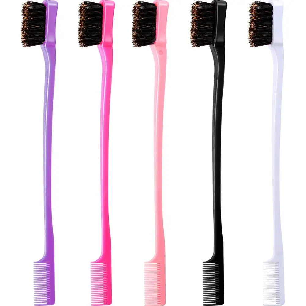 2019 Hot Selling Professional Custom Hairdressing Plastic Double Sided Hair Edge Control Comb and Brush Edge Brush for Hair