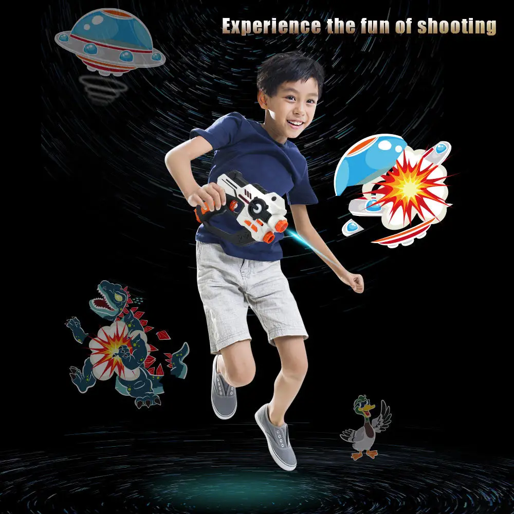 kids Adult Infrared Sound Shooting Games Toy Set 2-Player Vibrate Laser Guns with Projection Tags for Fighting Battles