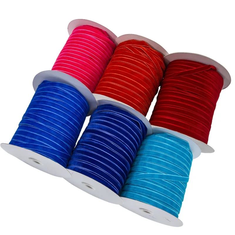 Factory Wholesale solid colour 3mm to 50mm wide super soft nylon velvet ribbon tape for textile accessory