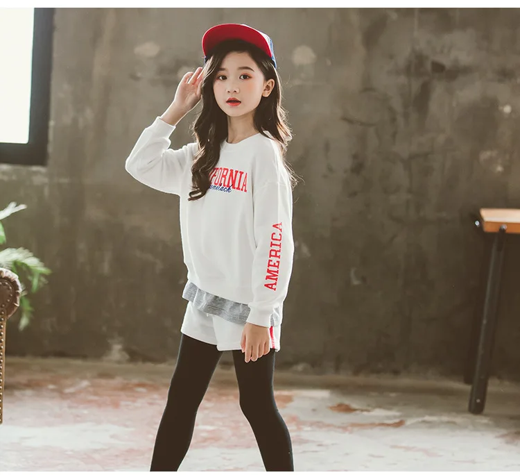 
2019 Autumn crew neck round collar sweatshirt oem girls sweatshirt children for sets 