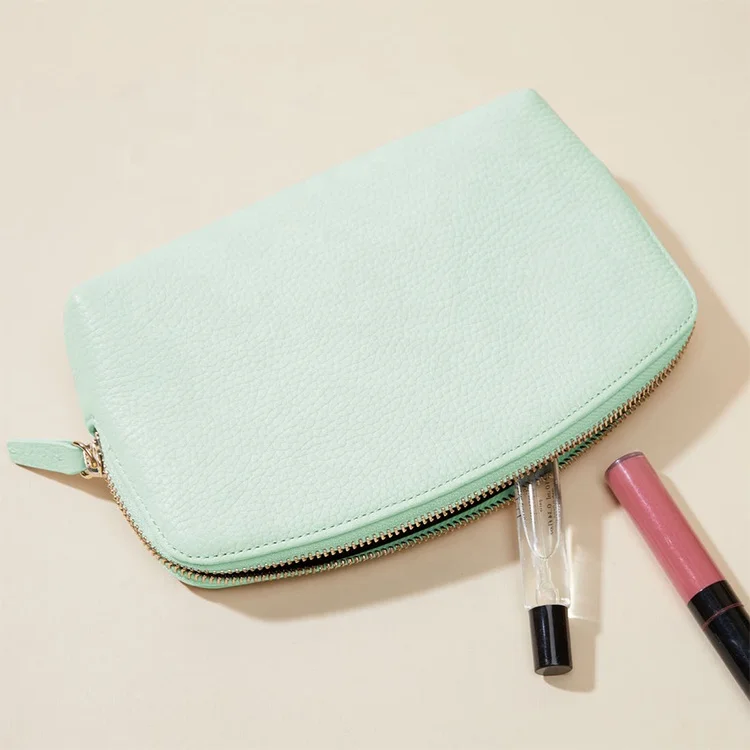 Wholesale Fashion Cosmetics Lichee Pattern Packaging Bag Sublimation Small Leather Pouch Bag Cosmetic Custom Logo for Women