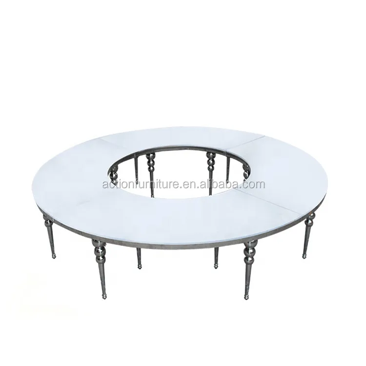 2022 Newest Simple Style White Glass half moon wedding table banquet table