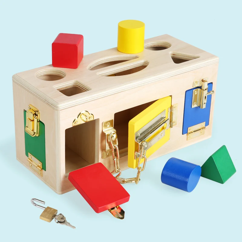 Montessori early education treasure box DIY for training memory wooden toys matching learning Locking Box