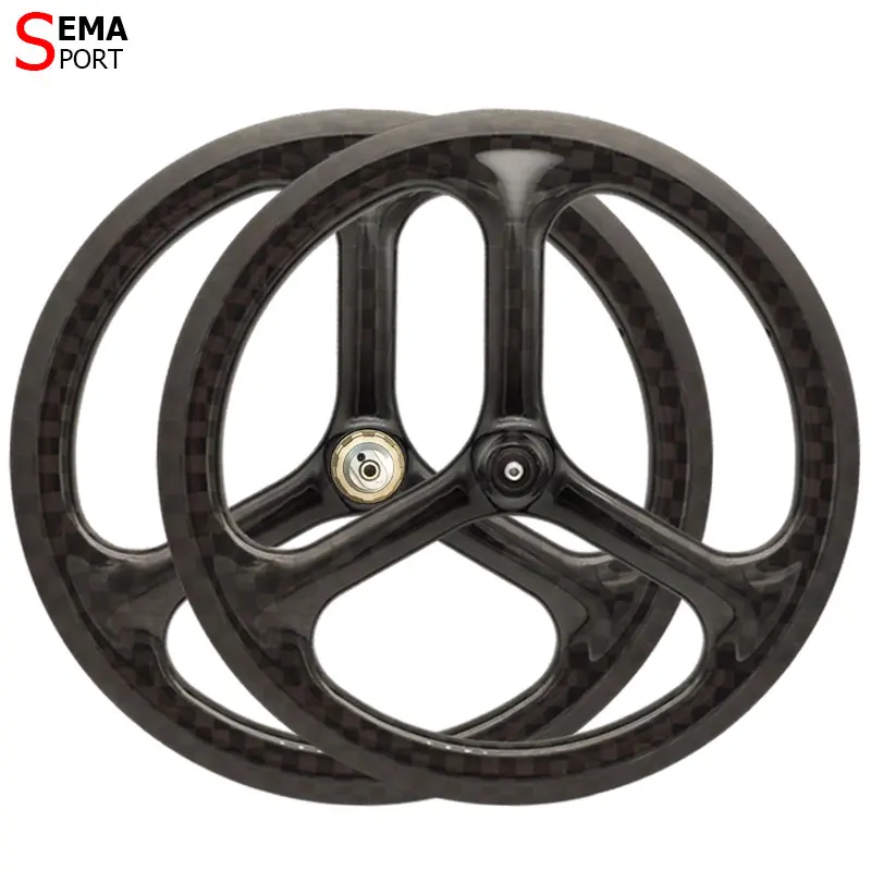 349HV3-TS все ручной работы Toray Carbon 74/112 мм V дисковый тормоз 3 Спицы Тайвань Hubsmith складной велосипед Trispoke Wheel