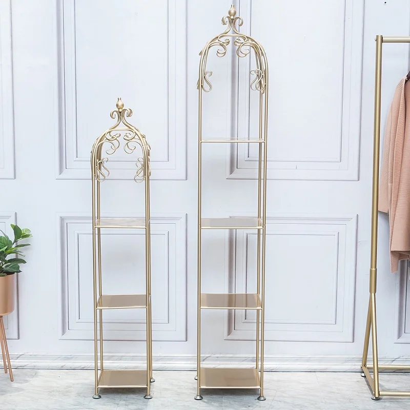 Nordic golden bag shelves Floor-standing multi-layer shoe bag display stand clothing store simple storage rack
