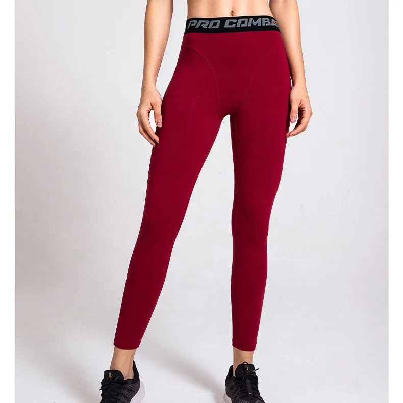 high quality ladies tights with jacquard waist band High Waisted Workout  Leggings For Women Fitness Sport Wears Active pants