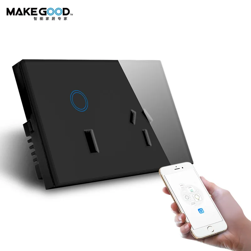 Australia SAA Smart Home Appliances Crystal Tempered Glass Tuya Voice Control Smart Wifi Socket with Usb Multi Socket