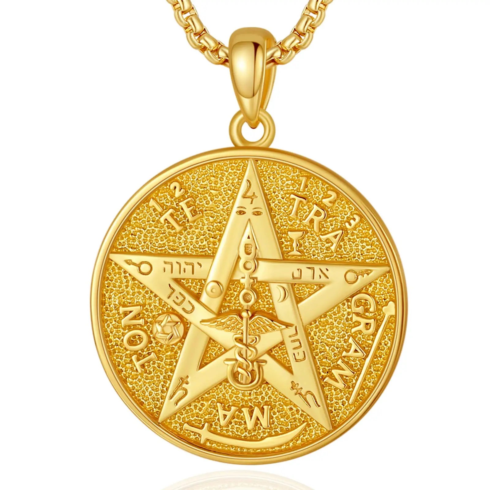 Merryshine 925 Sterling Silver Star of David Vintage Original Guardian Pentagram Amulet Energy Pendant Tetragrammaton Necklace