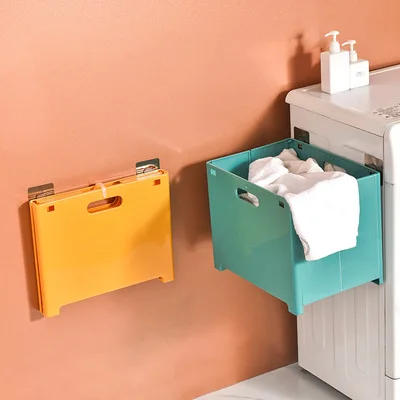 Non-perforated laundry basket wall hanging toilet storage basket large folding household laundry basket