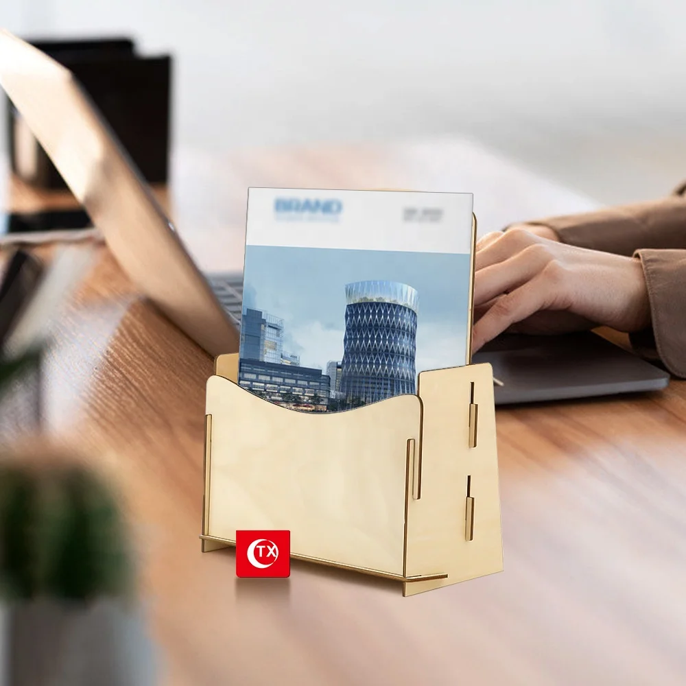 TX Tabletop Countertop Wooden Leaflet Holder Brochure Display Stand Brochure Rack For Holding Magazine Holiday and Greeting Card