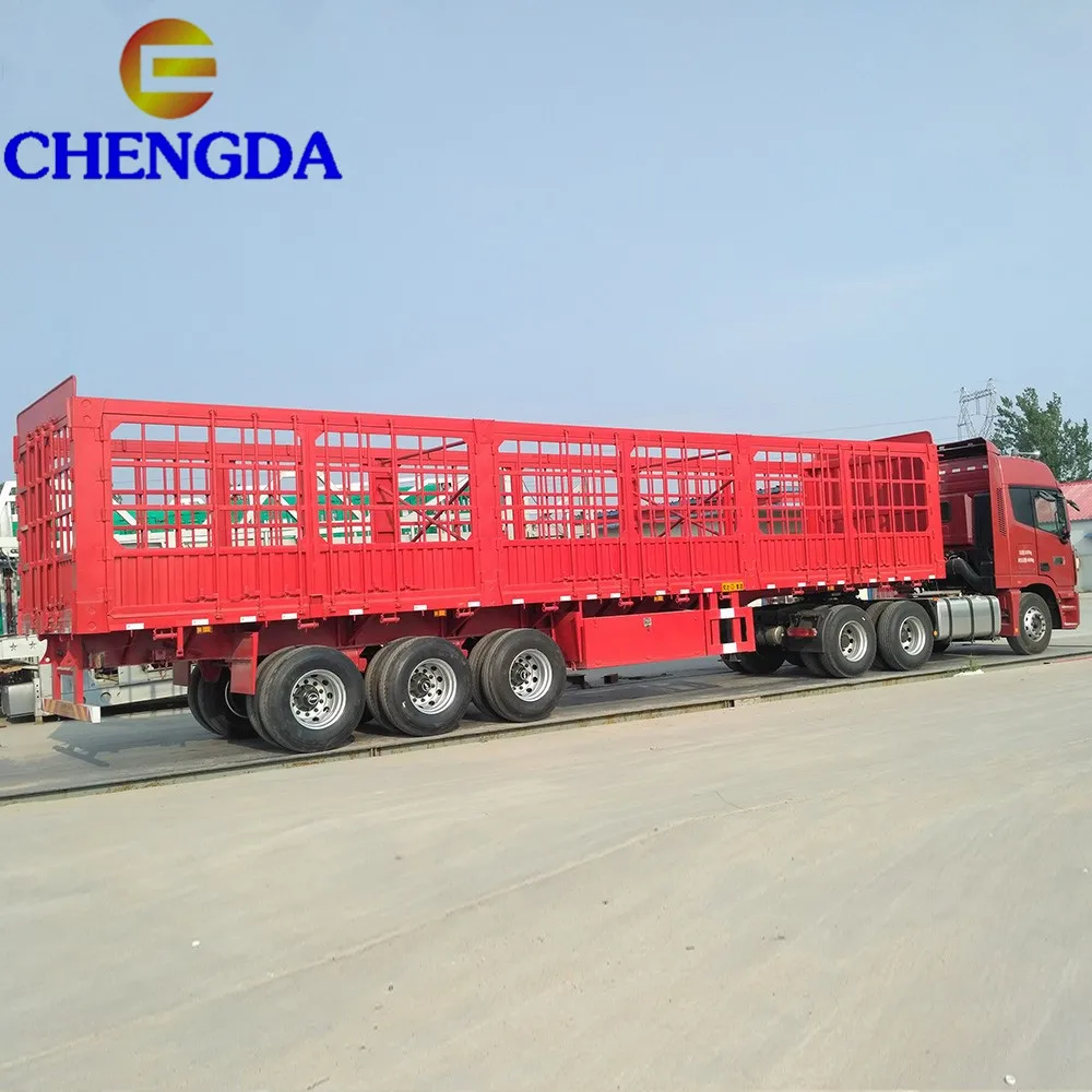 China Used Fence Semi 50 80 Ton Cattle Livestock Cargo Truck Trailer