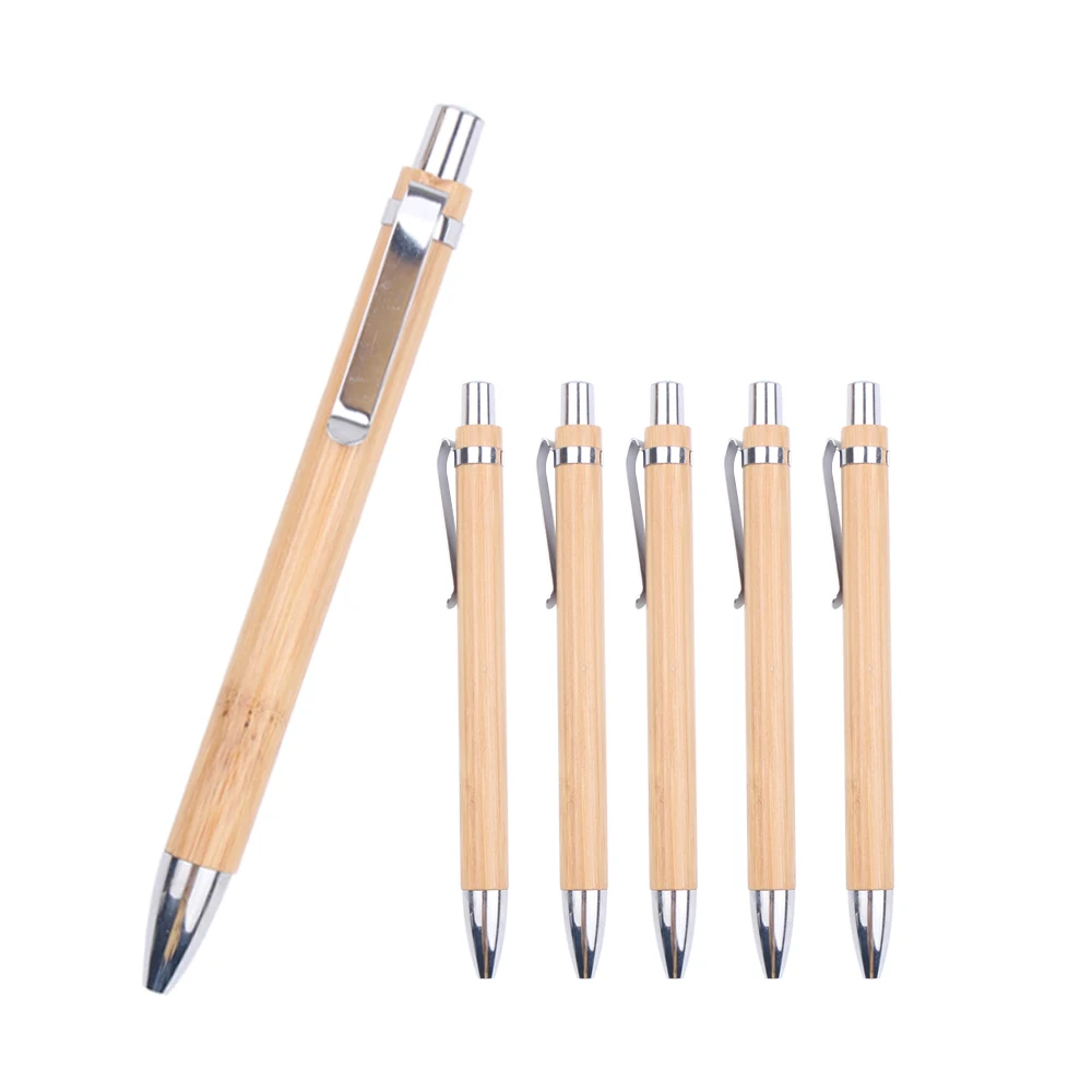 Personalized Eco Friendly Click Ball Bamboo Pen With Wood Wooden Custom Printed Logo Promotional Supplier Gift Ballpoint Point