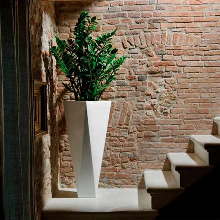 Outdoor modern appearance corner decoration fiberglass flower box planter