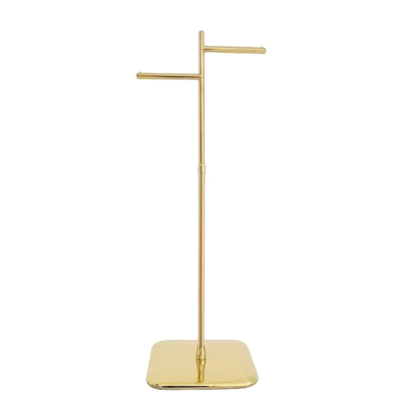 boutique double rod portable clothing hanging garment rack  clothing shop gold Stainless Steel rack