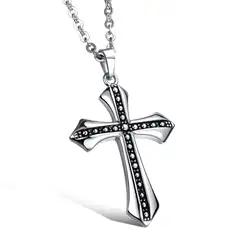 2021 New Fashion Medieval Gothic Jewellery Latest Pendant For Men Jesus Cross Necklace Wholesale Vintage Silver