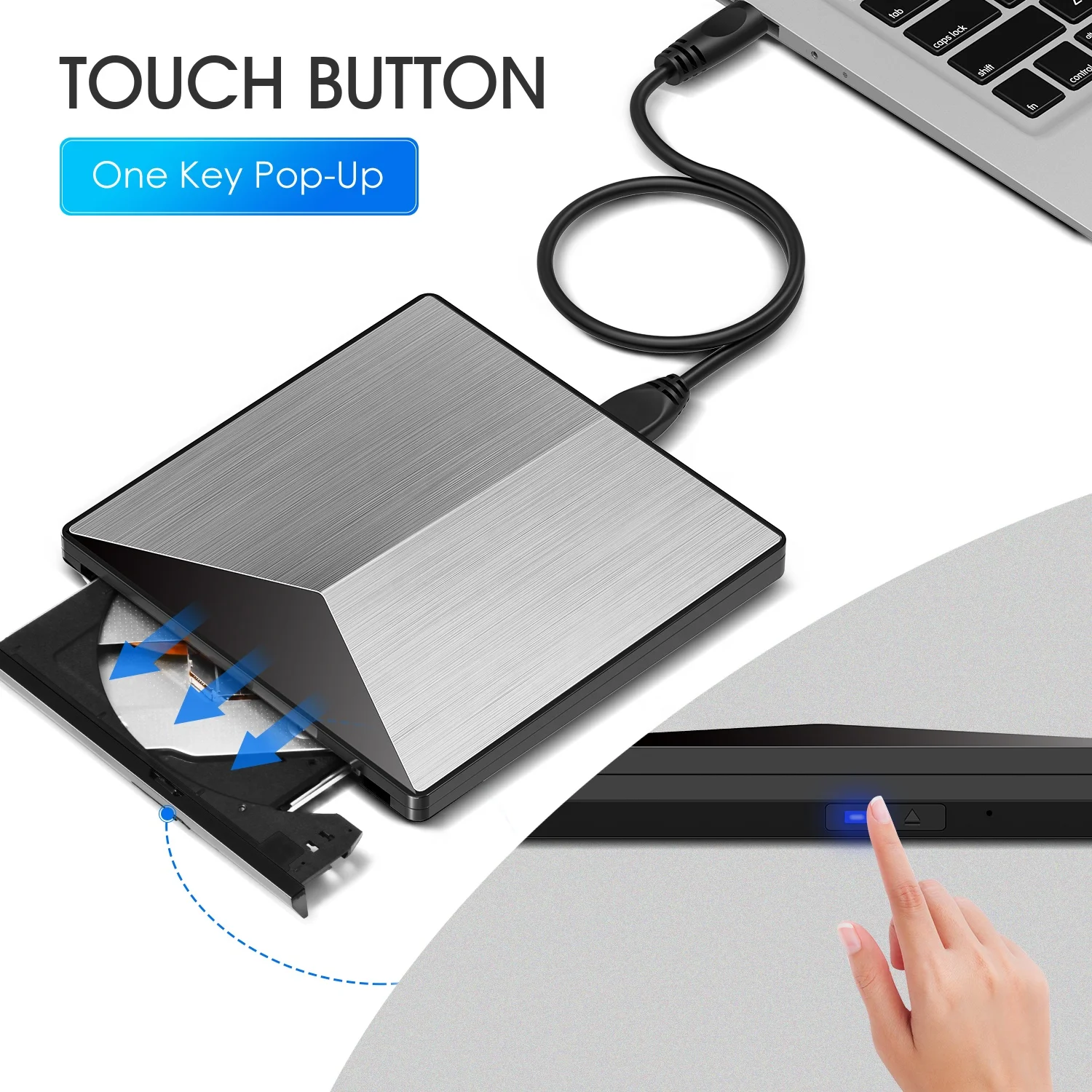  Внешний DVD-привод USB 3 0 портативный привод CD/DVD +/-RW тонкая ПЗУ перезаписывающая горелка с ноутбуком настольным ПК оптический 