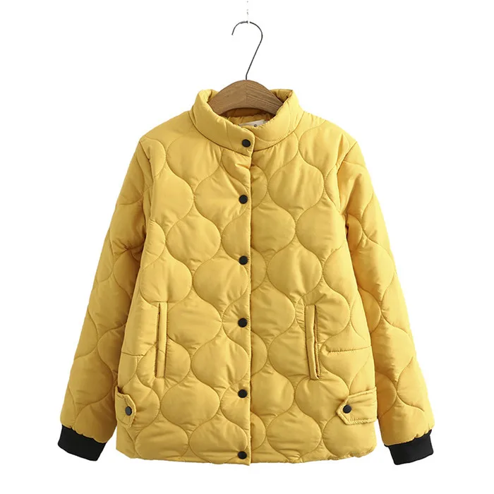
Large Size Women Cotton Padded Parkas 2021 Fashion Winter Stand up Collar Single breasted Jackets Thick Warm Coat 