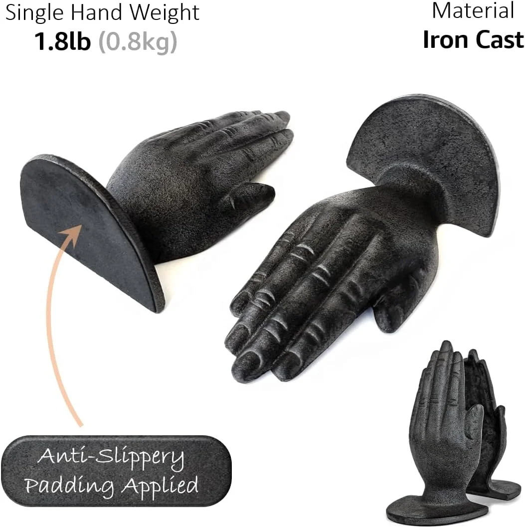 Home Decorative heavy duty cast iron hand bookend antique metal home decoration for office desk book shelf organizer