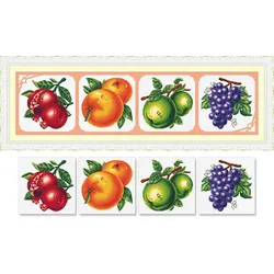 Factory Wholesale Chinese Fruit Oil Painting Pattern Embroidery Needlework Craft Cross Stitch Kits For Home Decor