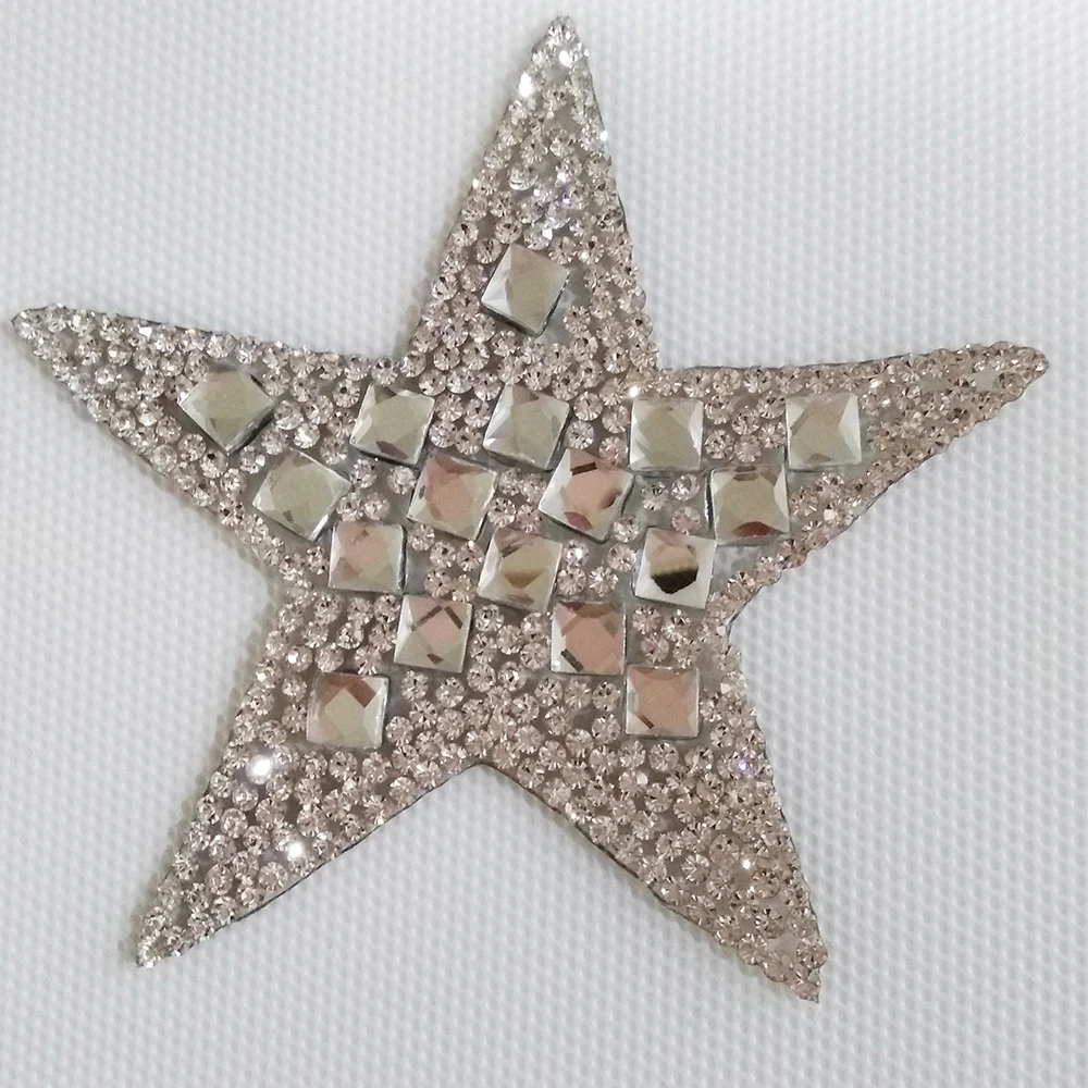 
LOCACRYSTAL Brand Motif Hot Fix Strass Applique Rhinestones Patches for Dress 