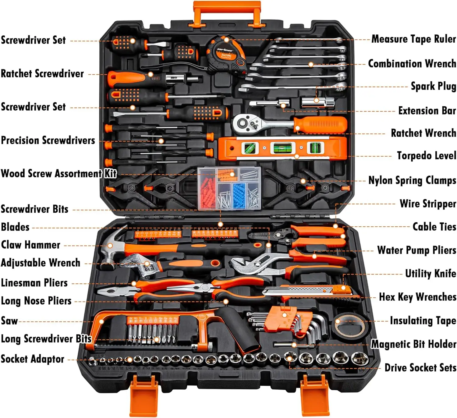 Peaktop 238 Piece Wrench Set Tools Car Body Repair ToolsAuto Repair Tools Toolbox With Tools