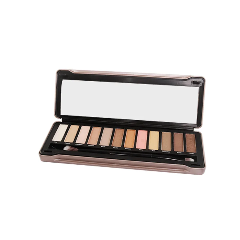 High Quality High Pigmented Easy To Wear Shinny Beauty Makeup 12 Colour Brown Eyeshadow Palette